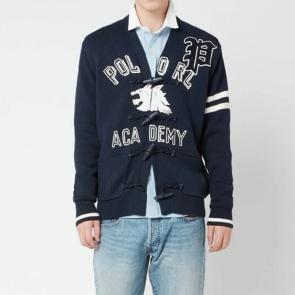 Polo Ralph Lauren Navy Cotton Academy Toggle Cardigan Sweater Size Large